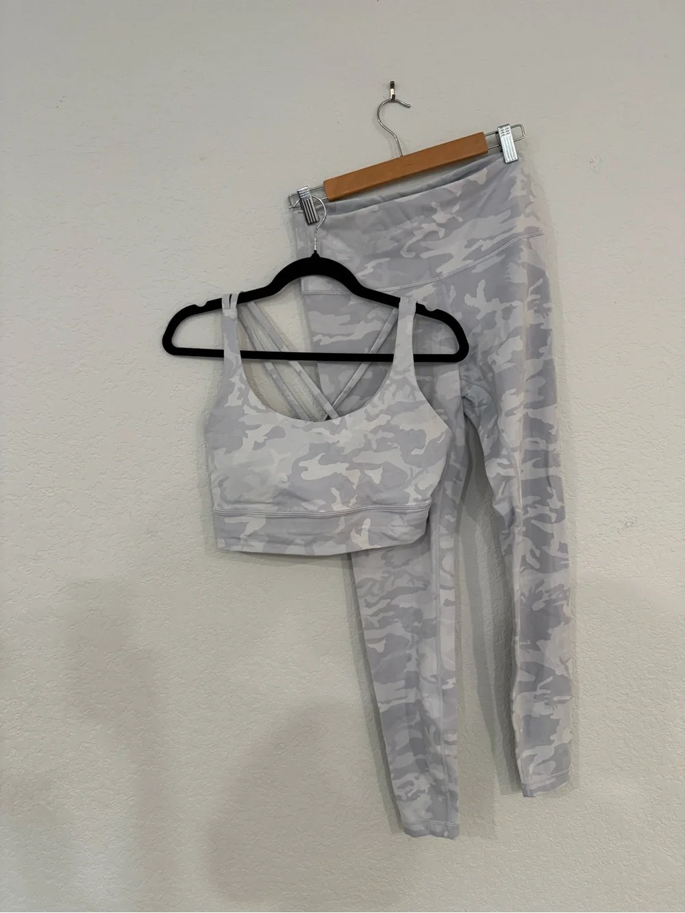 lululemon athletica Light Gray/White Camo Cross-Back Sports Bra